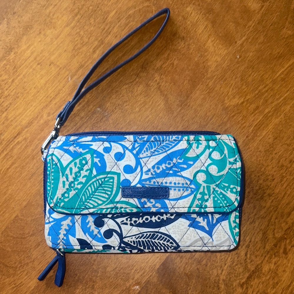 Vera Bradley Blue and Green  Quilt Patterned Wristlet
